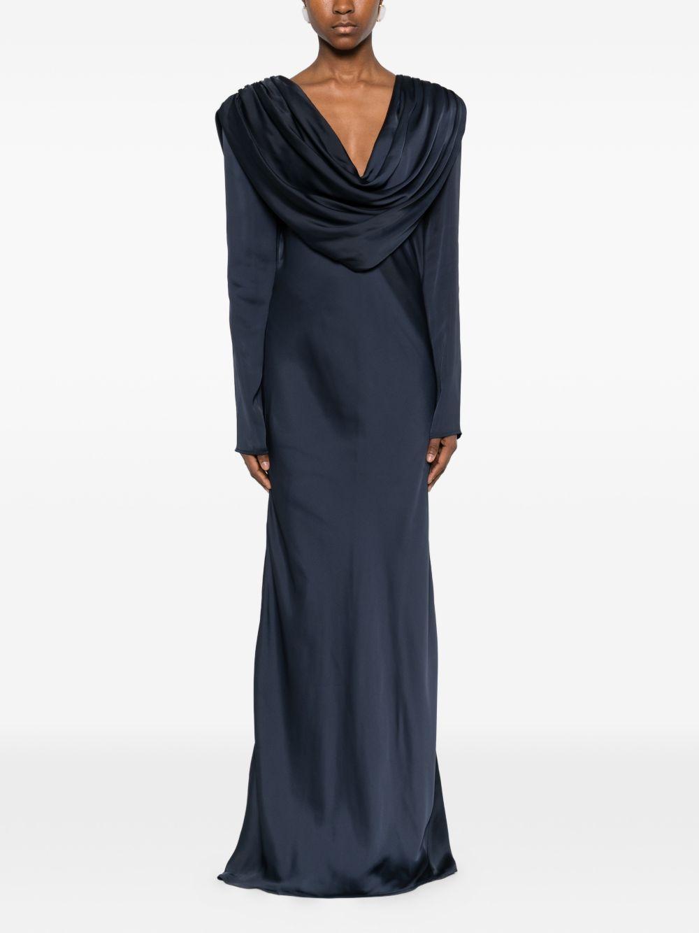 Abito lungo con scollo a scialle in blu Rotate - donna 