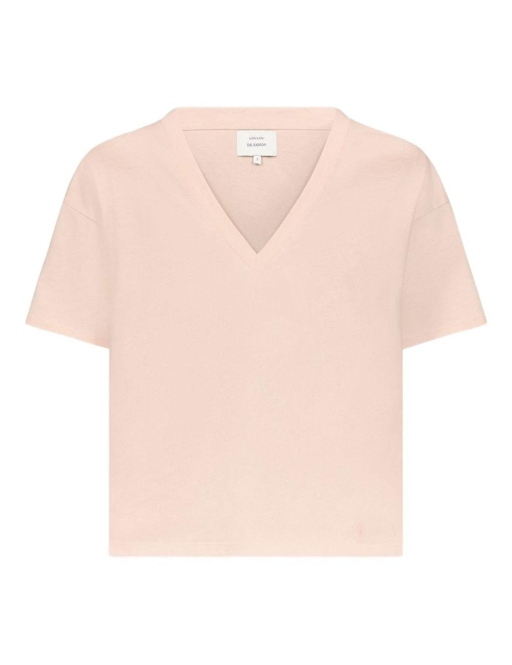 T-shirt Faaa Lds con scollo a V in rosa Loulou de saison - donna 