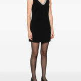 Abito con scollo a V e cristalli in nero Self-portrait - donna 