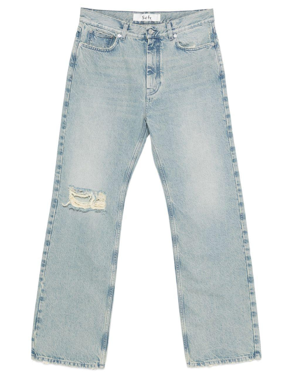 Jeans a gamba dritta swirl in celeste Sefr - uomo 