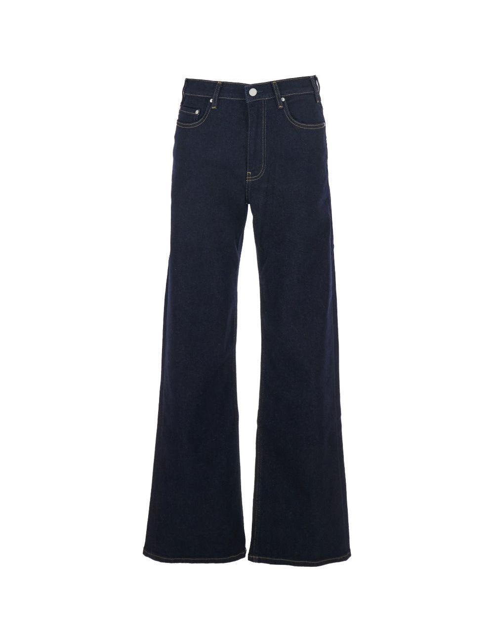 Jeans in cotone a gamba larga in blu Ag jeans - donna 
