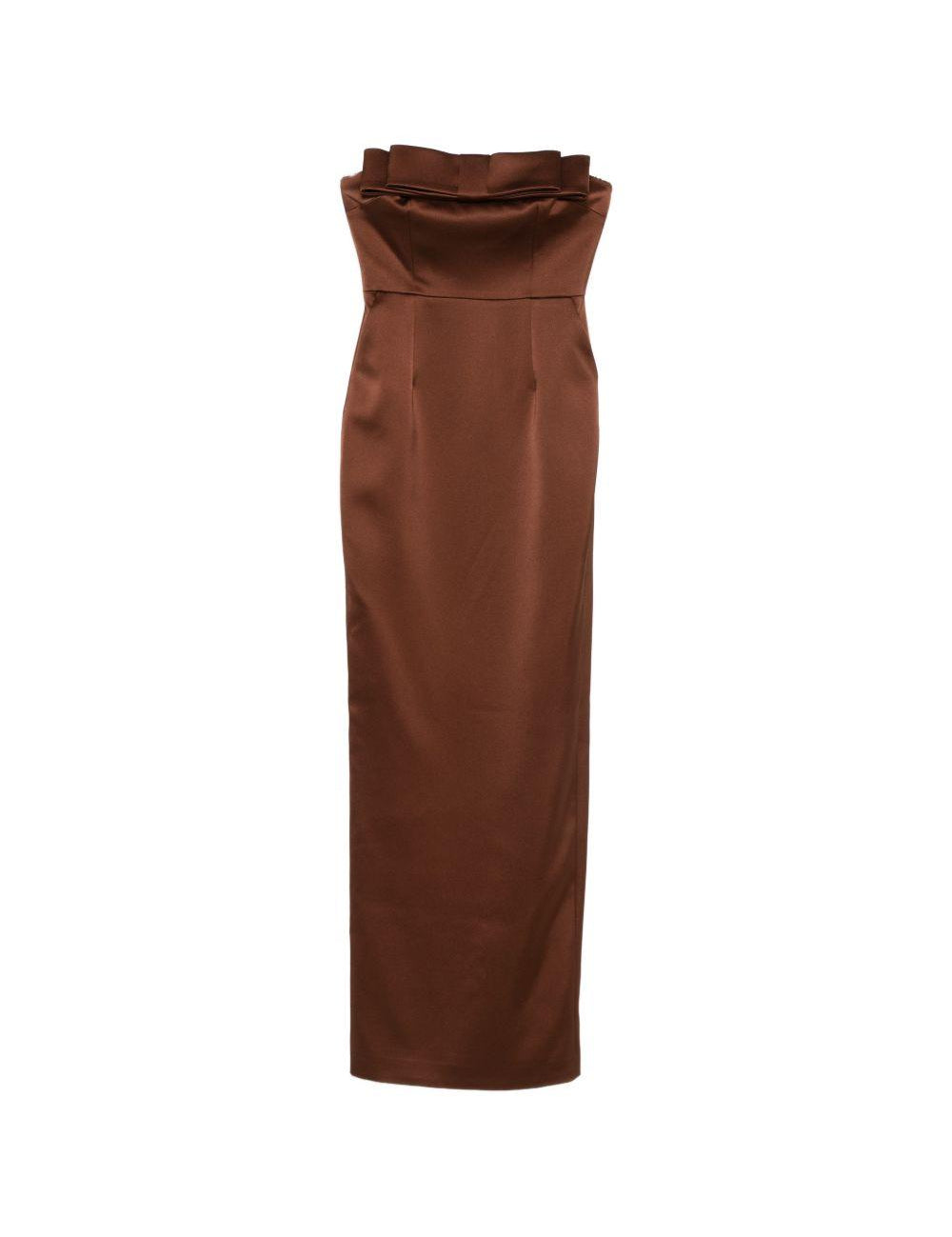 Abito lungo con dettglio fiocco in marrone The New Arrivals - donna 