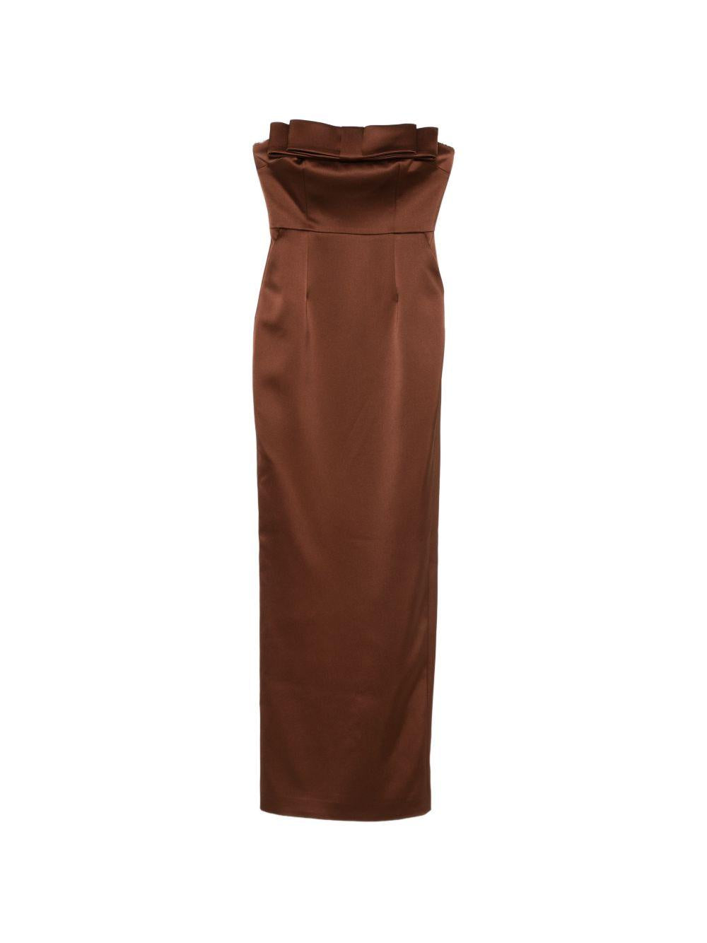 Abito lungo con dettglio fiocco in marrone The New Arrivals - donna 