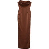 Abito lungo con dettglio fiocco in marrone The New Arrivals - donna 