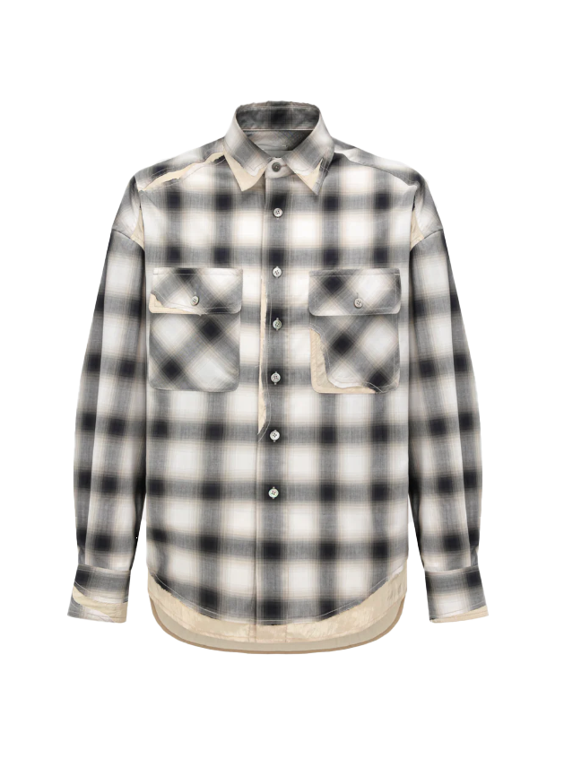 Camicia a quadri on tasche in blu e beige Feng Chen Wang - uomo 