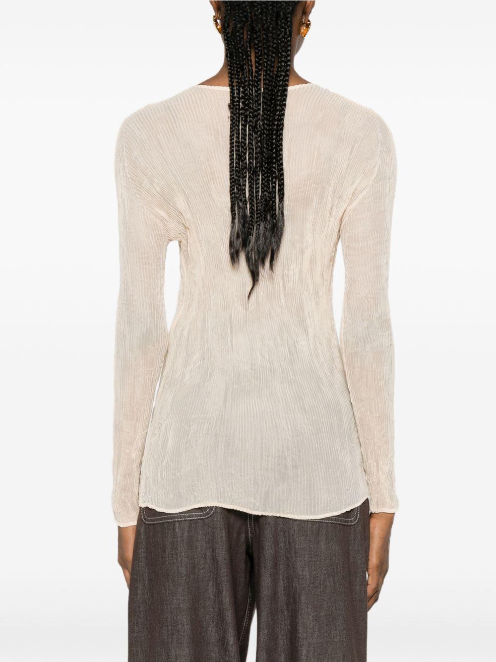 Top a maniche lunghe con design plissettato in avorio Issey miyake  - donna 