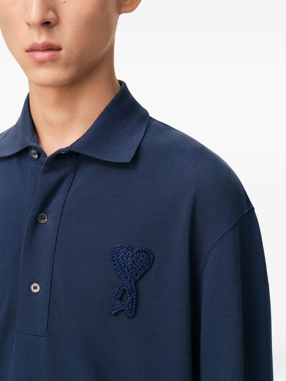 Polo Ami de Coeur con applicazione in blu Ami paris - uomo 