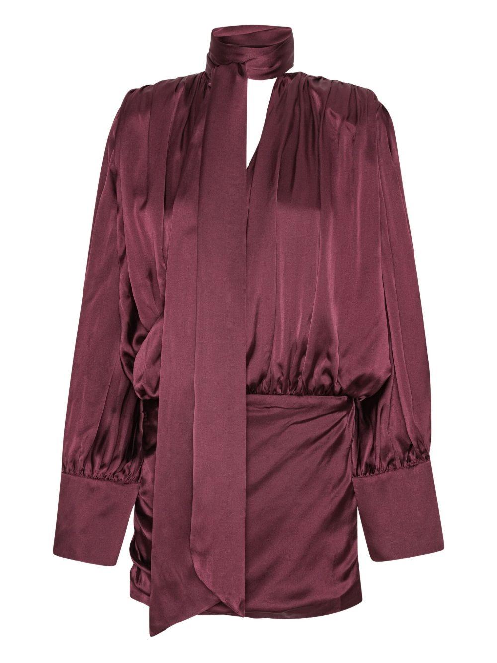 Abito mini con finitura satinata in bordeaux Rotate - donna 