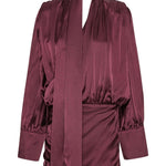Abito mini con finitura satinata in bordeaux Rotate - donna 