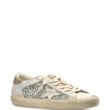 Sneakers super star glitter in avorio e argento golden goose - donna 