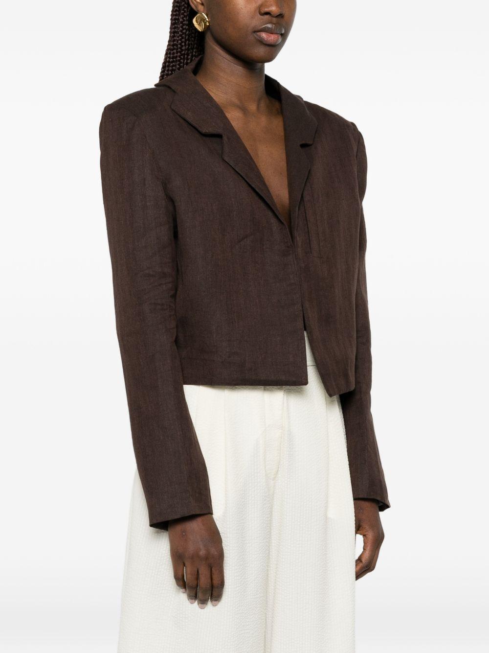 Blazer crop in lino in marrone Batakovic - donna 
