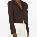 Blazer crop in lino in marrone Batakovic - donna 
