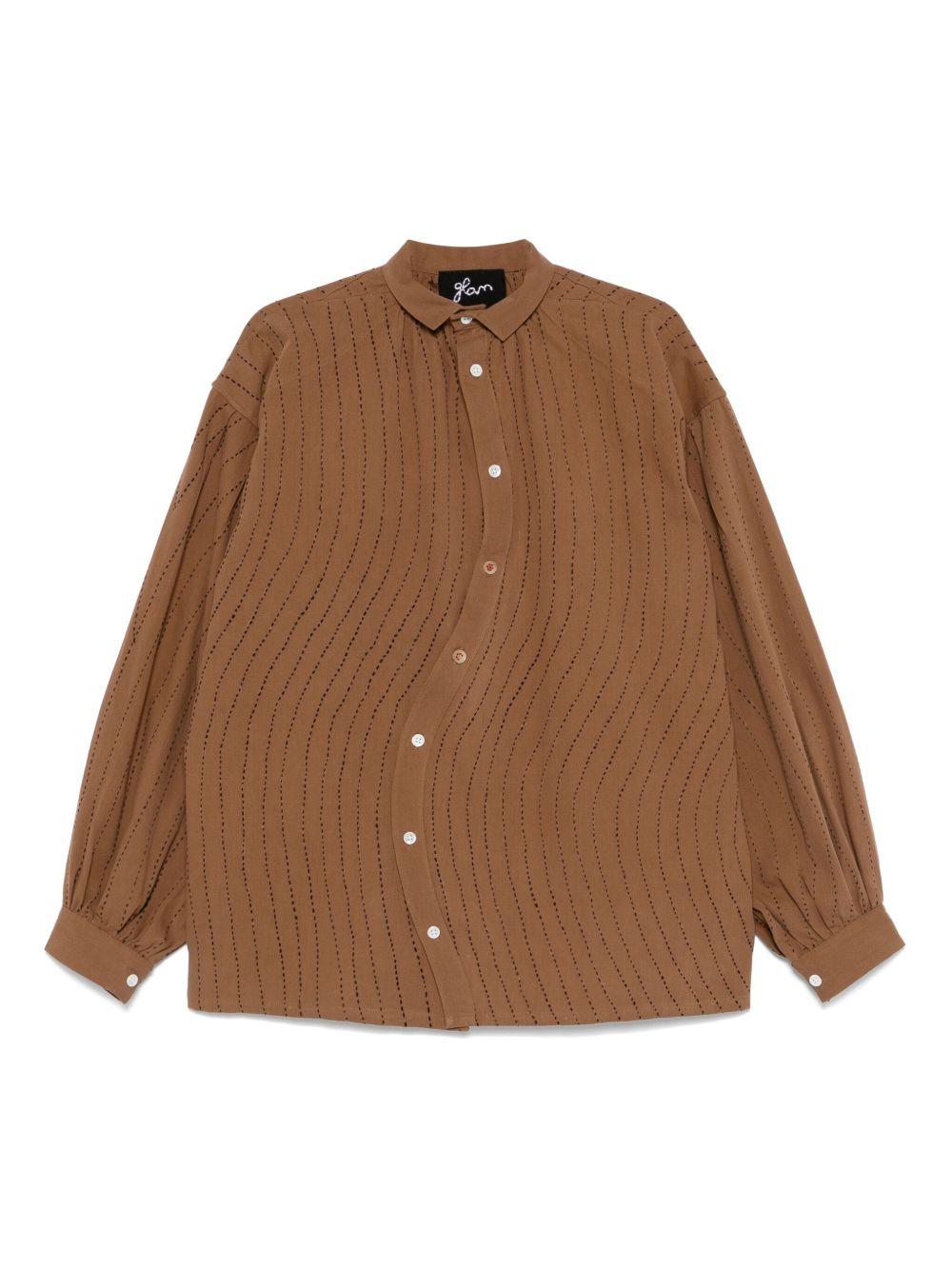 Camicia con cuciture decorative in marrone Glass Cypress - uomo 