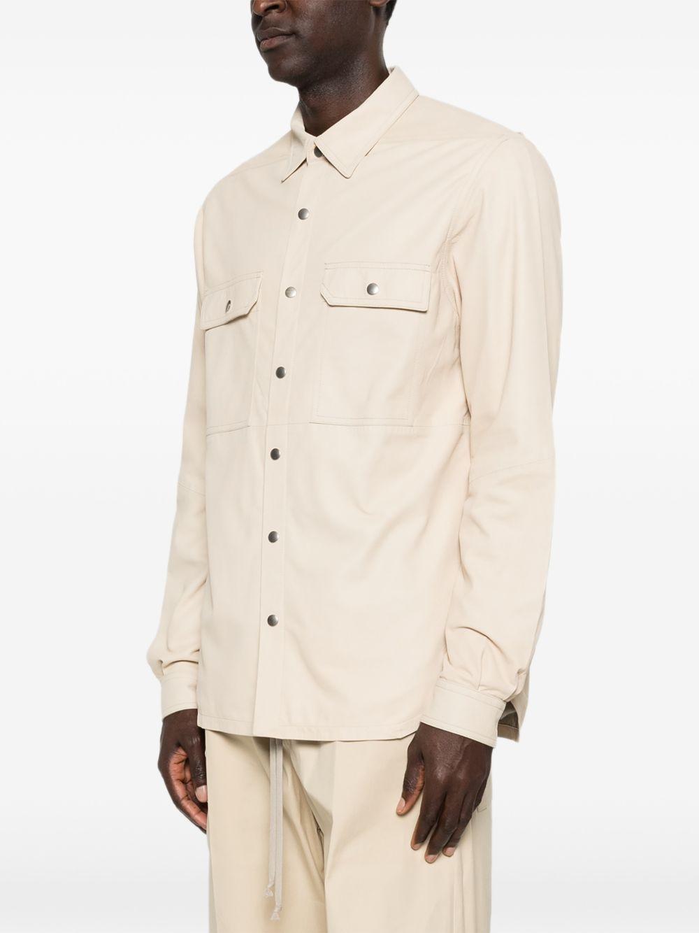 Giacca camicia con bottoni in pelle avorio Rick Owens - uomo 