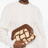 Clutch bios piccola con inserti in rafia in marrone e beige Themoirè - donna 