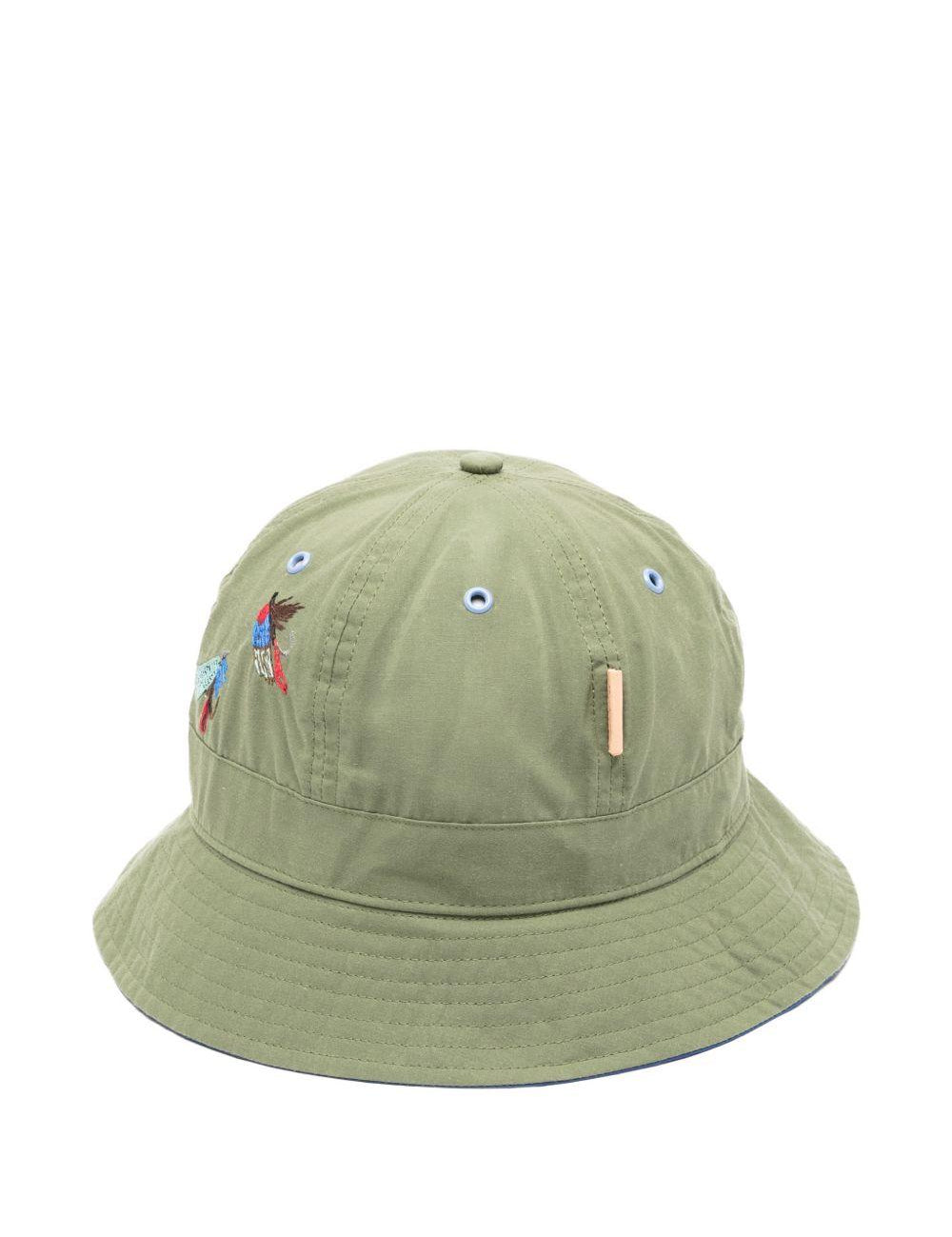Cappello bucket ricamato in verde Barbour x paul smith - uomo 