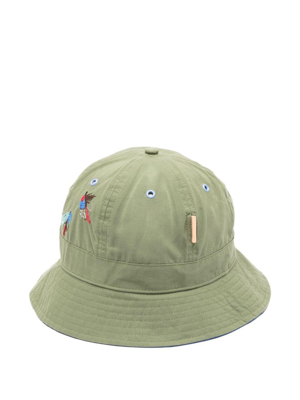 Cappello bucket ricamato in verde Barbour x paul smith - uomo 