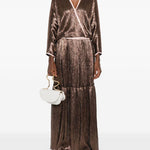 Gonna plissettata effetto metallizzato in marrone Forte forte - donna 