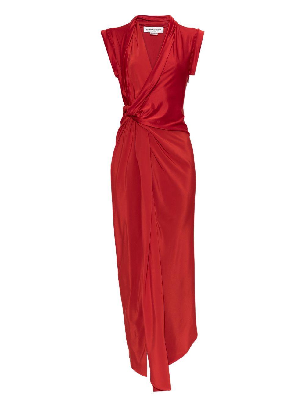 Abito lungo con nodo in rosso Victoria Beckham - donna 