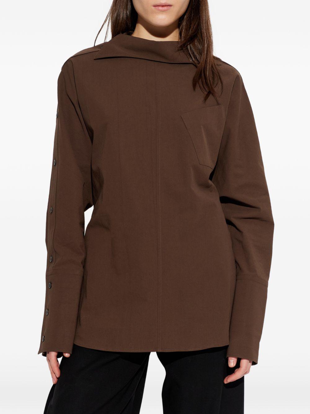 Camicia di cotone con colletto asimmetrico in marrone Issey miyake  - donna 