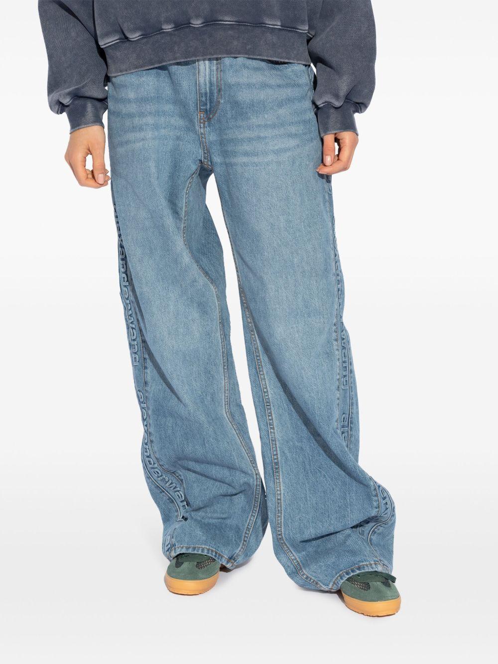 Jeans boyfriend con logo goffrato in blu Alexander wang  - donna 