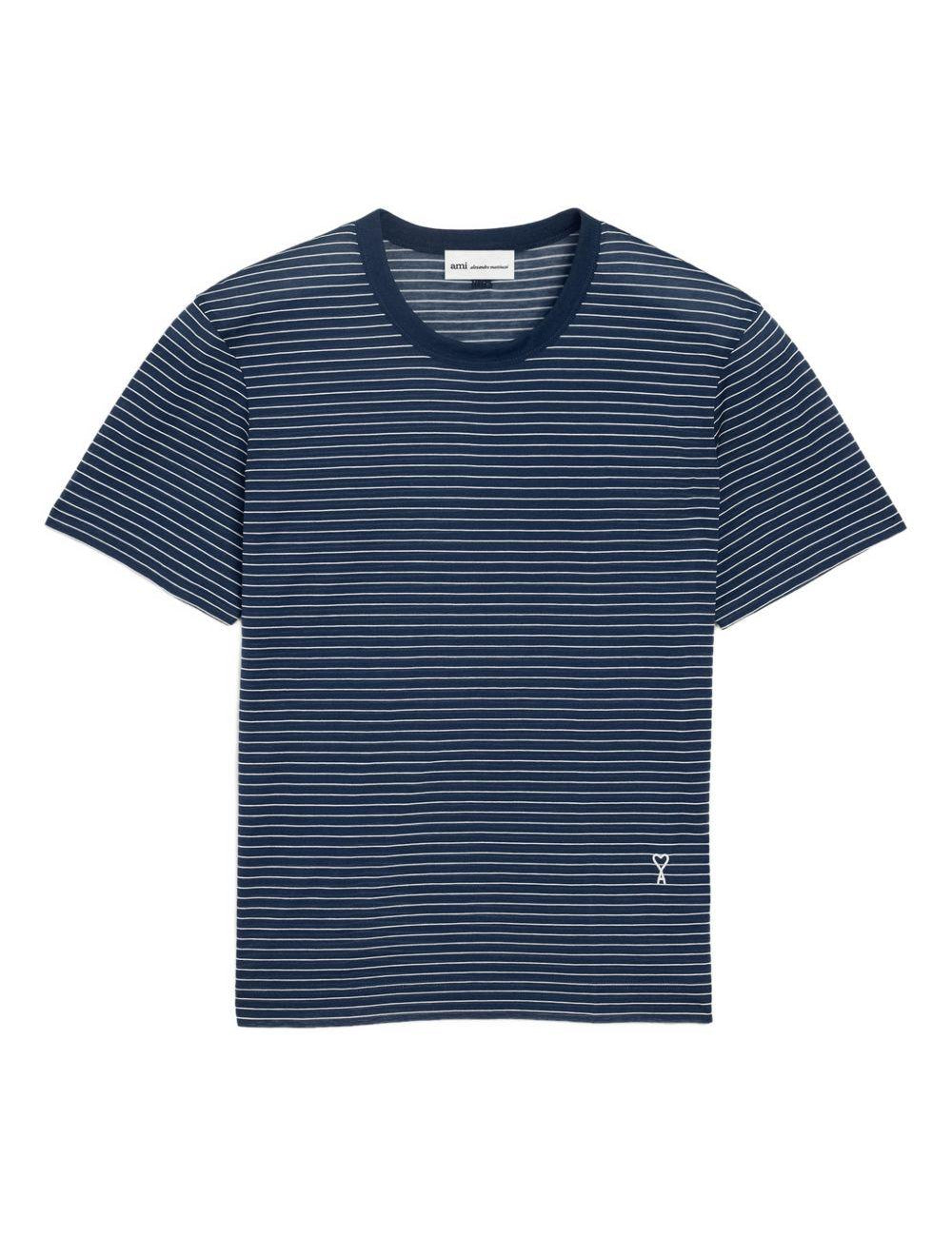 T-shirt Ami de Coeur a righe in blu Ami paris - donna 