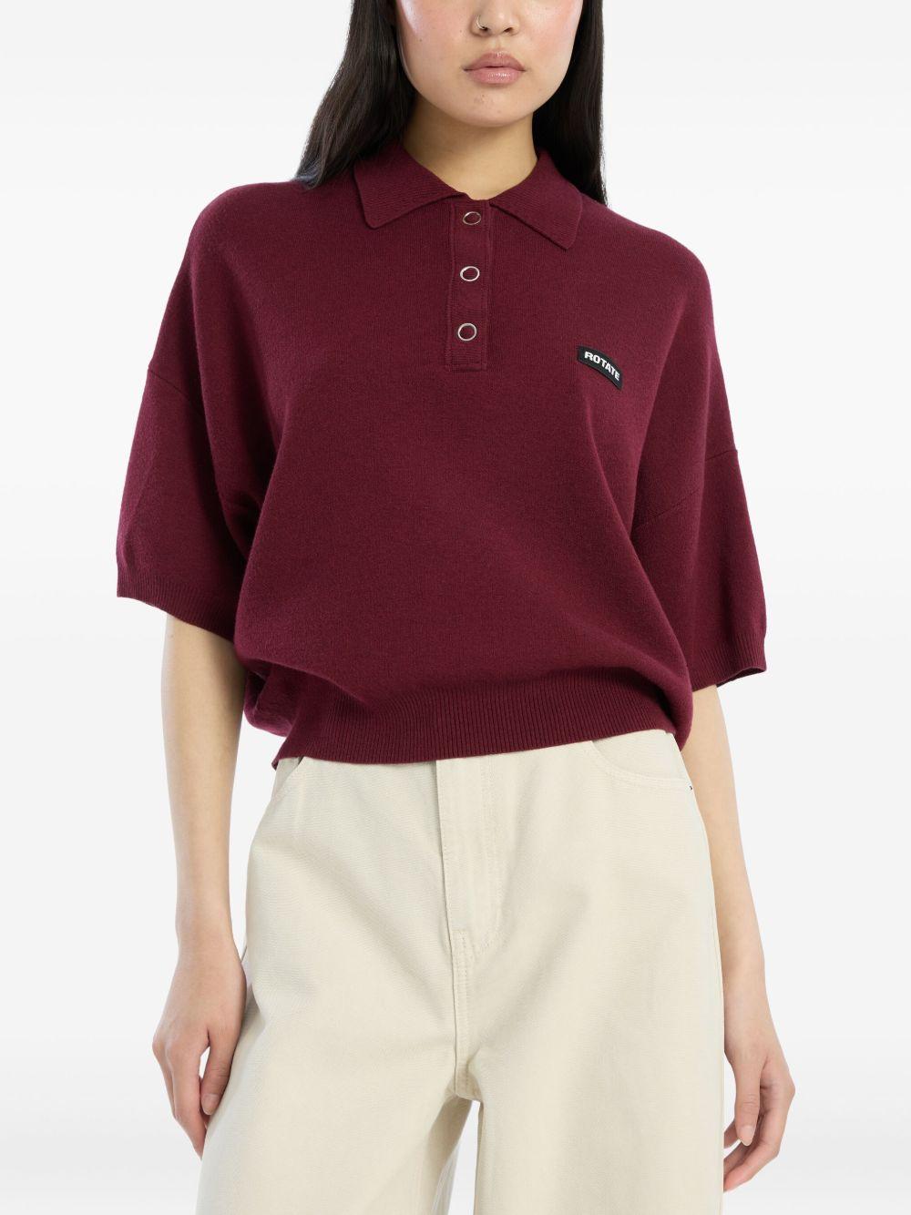 Polo con applicazione logo in bordeaux 