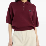 Polo con applicazione logo in bordeaux 