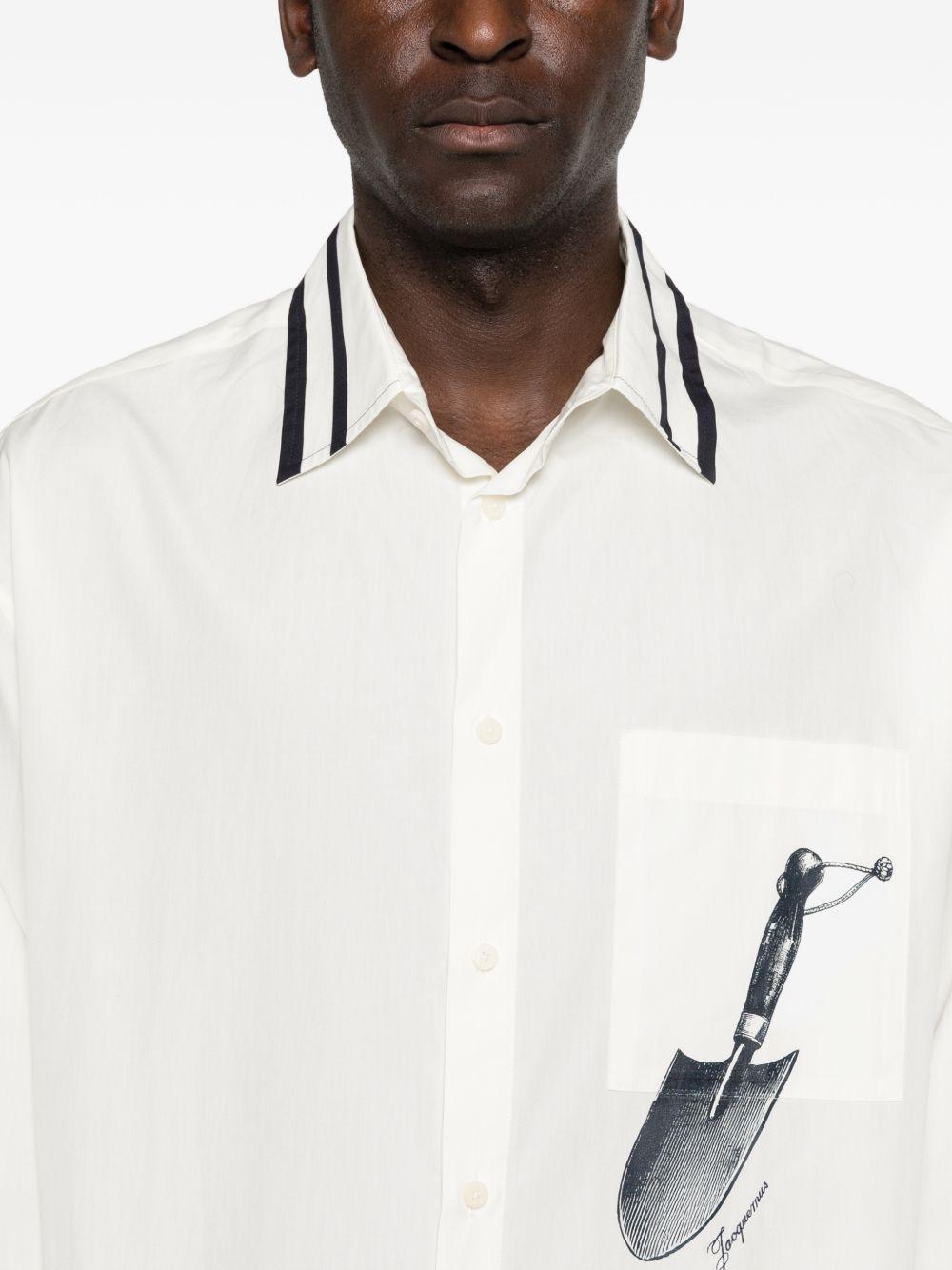 Camicia con stampa la chemise camargue in bianco e blu Jacquemus - uomo 