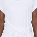 Top con nodo in vita in bianco 