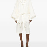 Cappotto con frange e cintura in bianco Batakovic - donna 