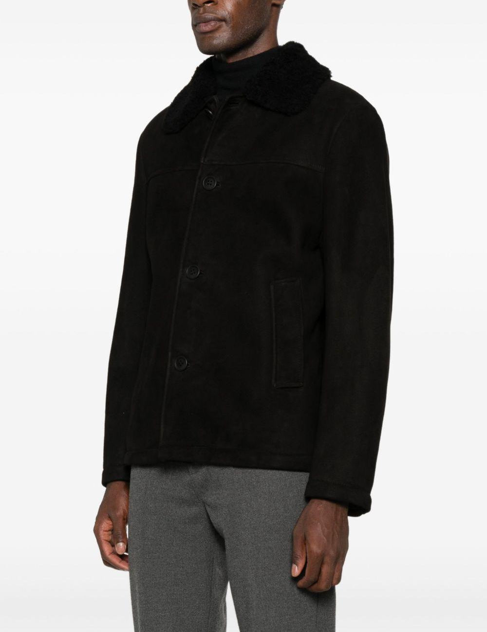 Cappotto con collo in shearling nero Salvatore Santoro - uomo 