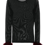 Top con in mesh con piume in nero Mugler - donna 
