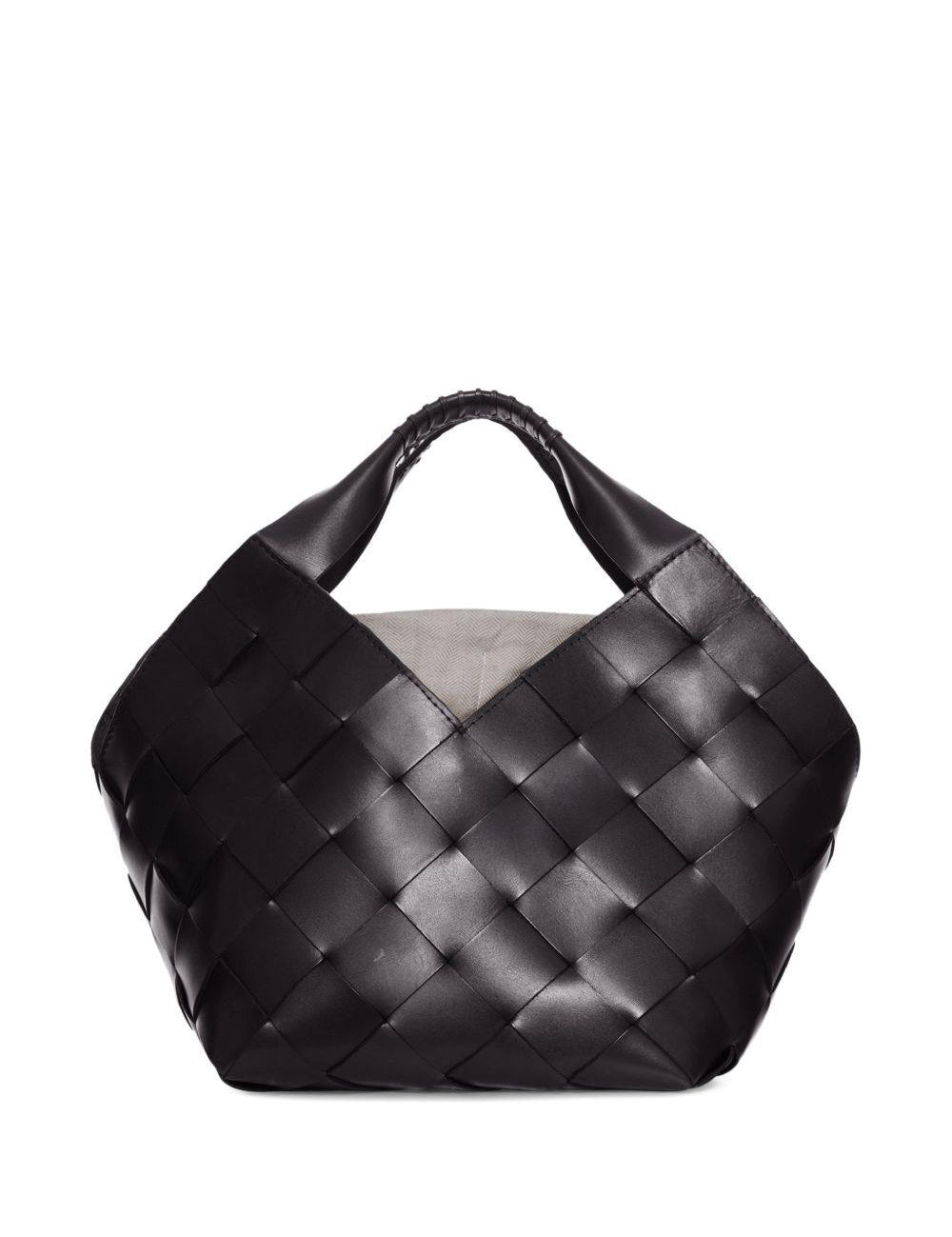 Borsa in pelle intrecciata botteghe in nero Dragon diffusion - donna 