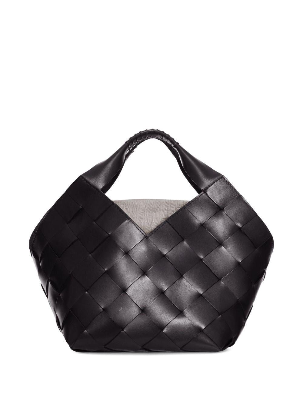 Borsa in pelle intrecciata botteghe in nero Dragon diffusion - donna 
