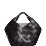 Borsa in pelle intrecciata botteghe in nero Dragon diffusion - donna 