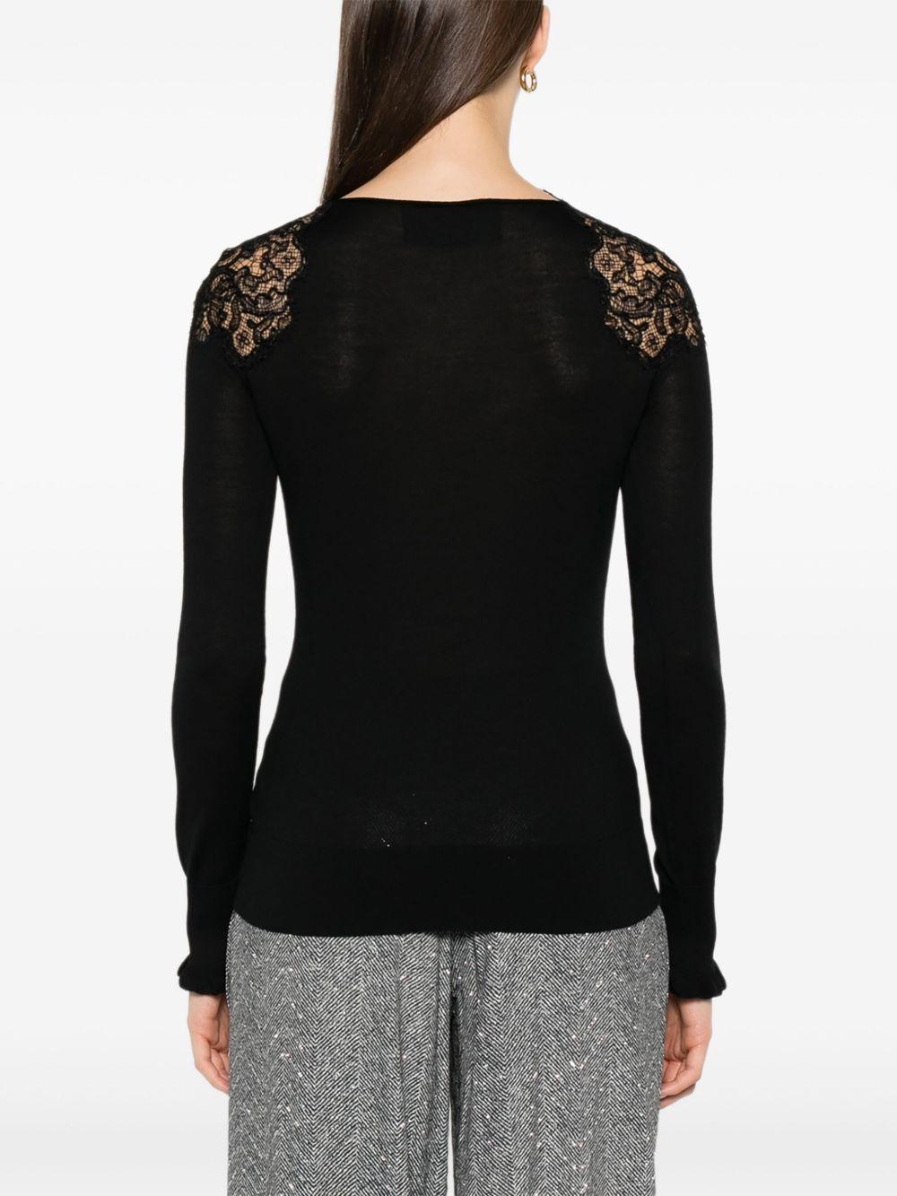 Maglione con bordo di pizzo in nero Ermanno scervino - donna 