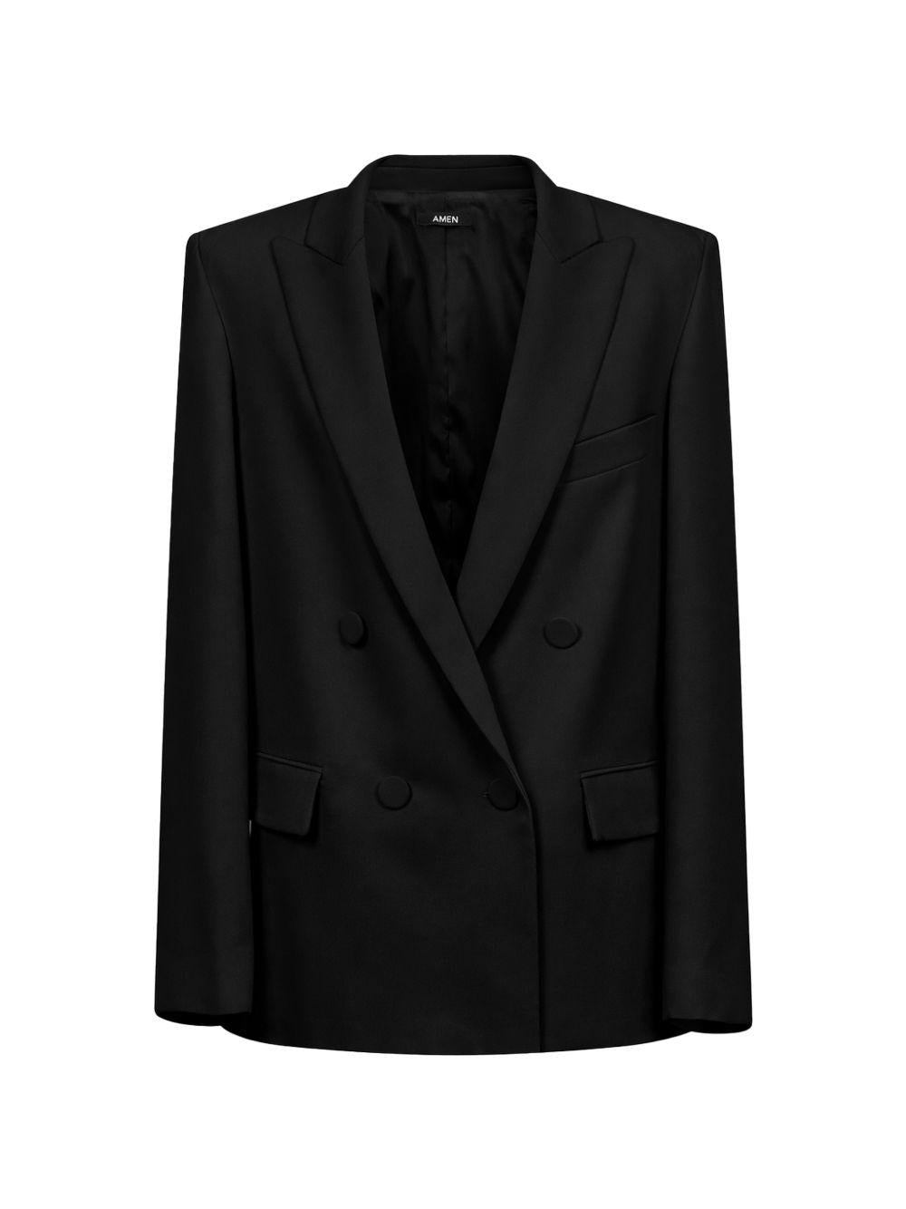 Blazer doppiopetto in crepe in nero Amen - donna 