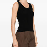Top a coste con scollo rotondo in nero Maxmara weekend - donna 