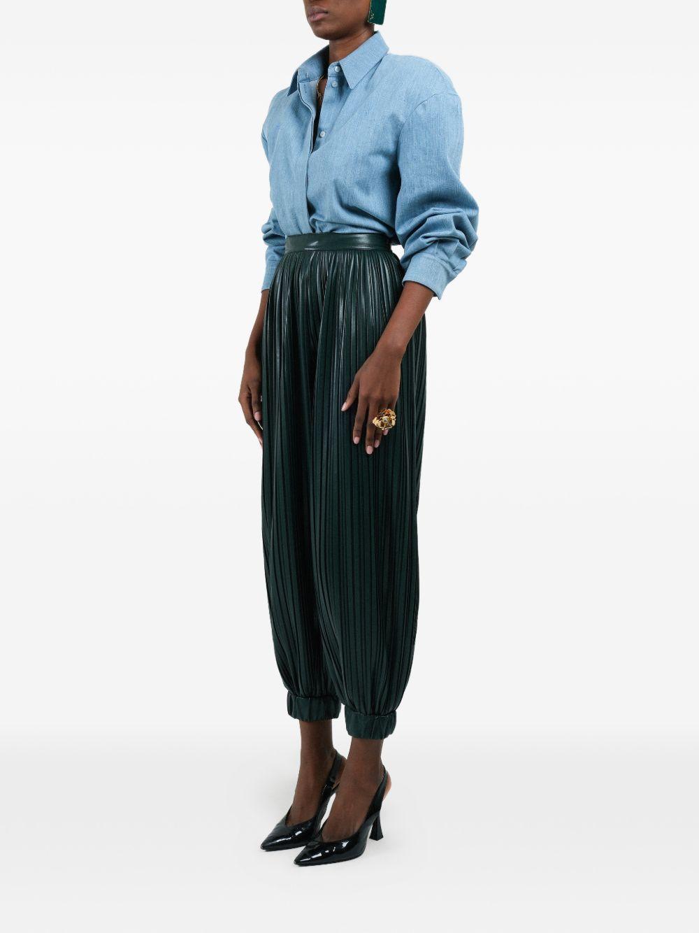 Pantaloni plissettati con polsini in verde Rowen Rose - donna 