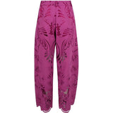 Pantaloni palazzo con dettagli floreali in rosa 