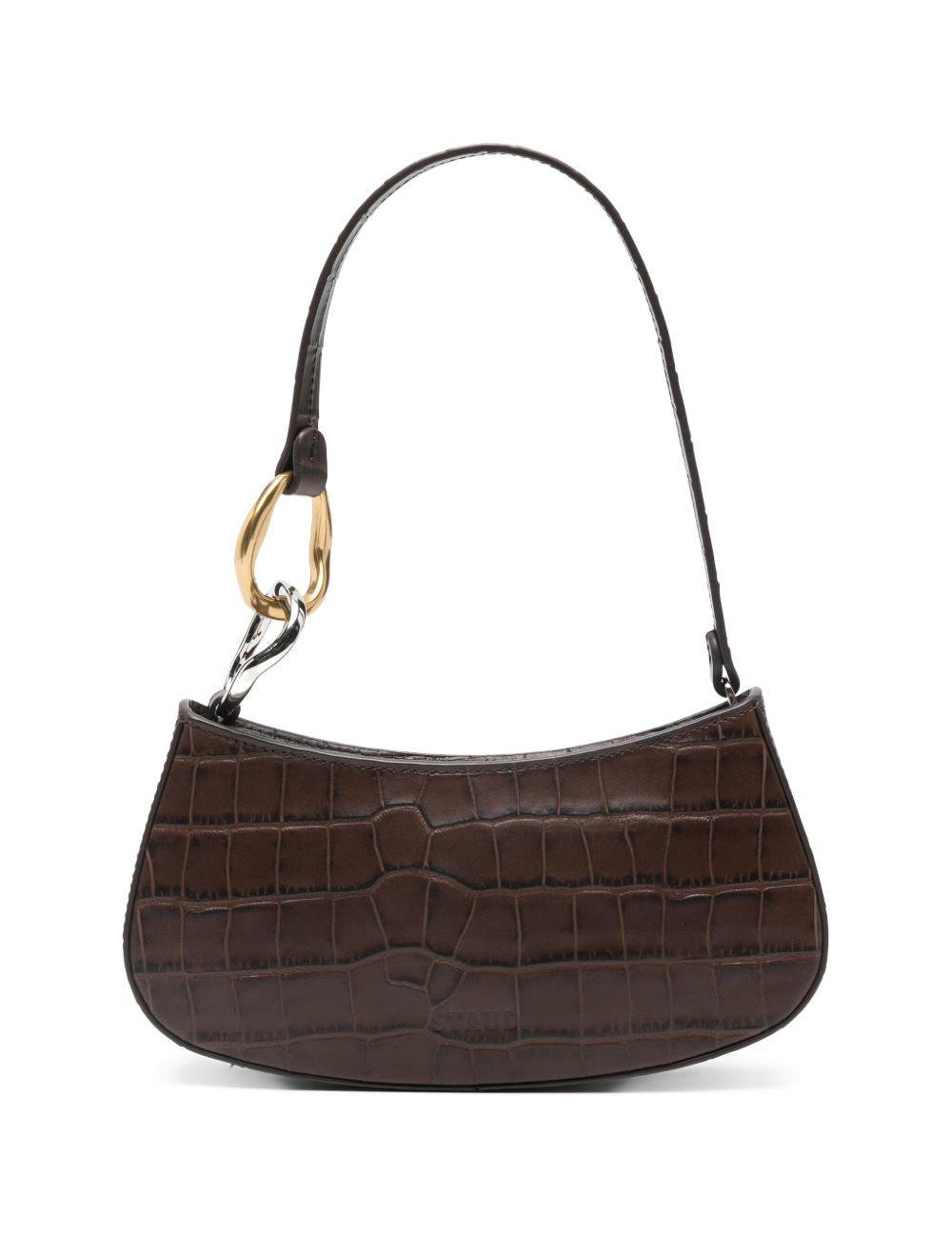 Borsa a spalla Ollie in stampa cocco marrone Staud - donna 