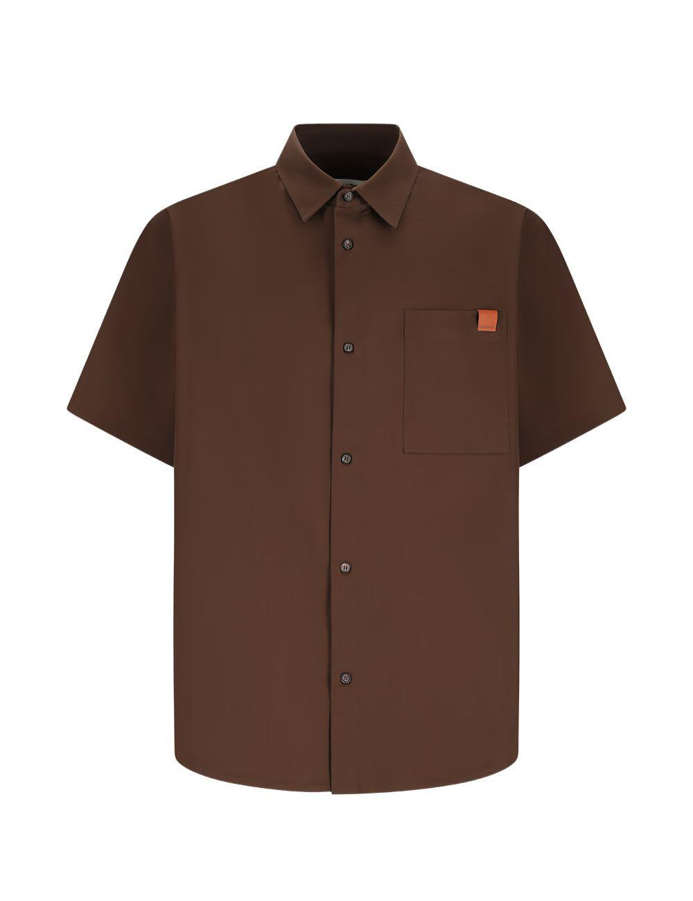 Camicia a maniche corte in popeline karl in marrone Darkpark - uomo 