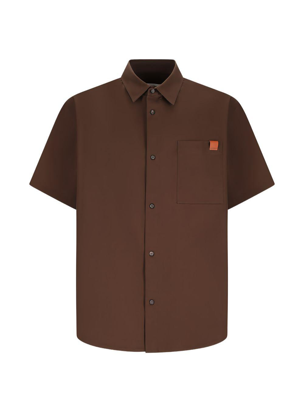 Camicia a maniche corte in popeline karl in marrone Darkpark - uomo 