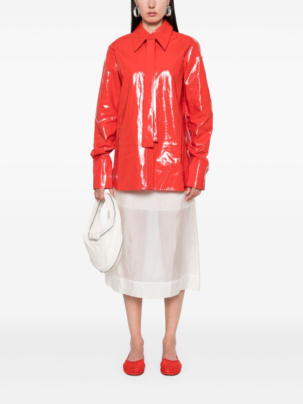 Camicia con cravatta integrata in vernice rossa Jil Sander - donna 