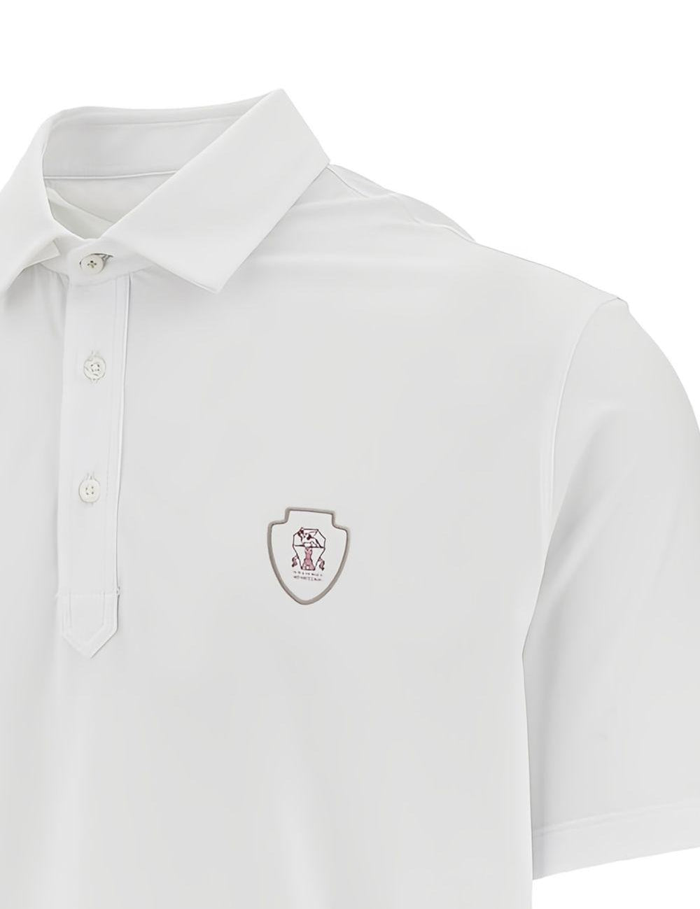 Polo con logo e toppa in bianco Brunello cucinelli - uomo 