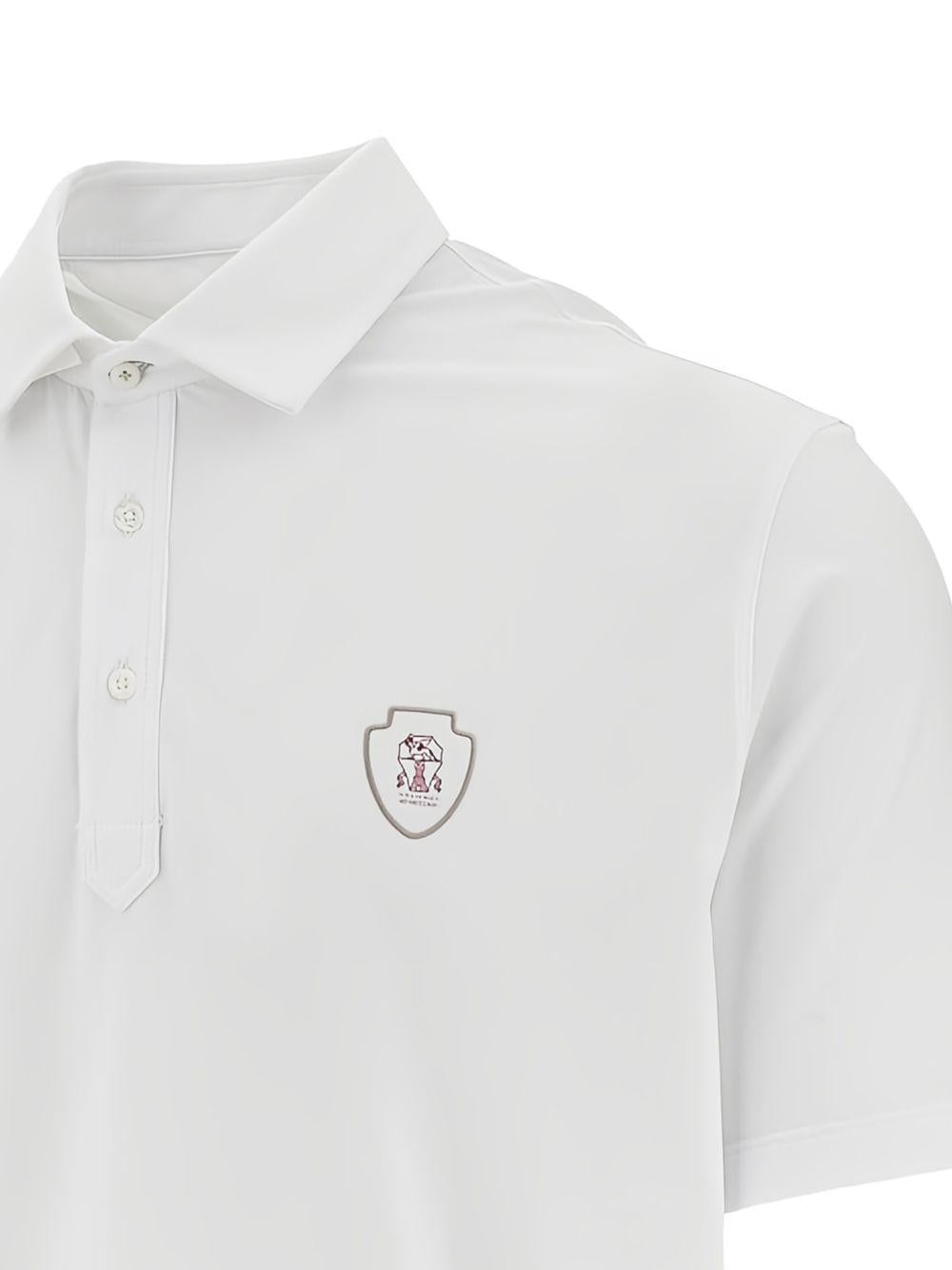 Polo con logo e toppa in bianco Brunello cucinelli - uomo 
