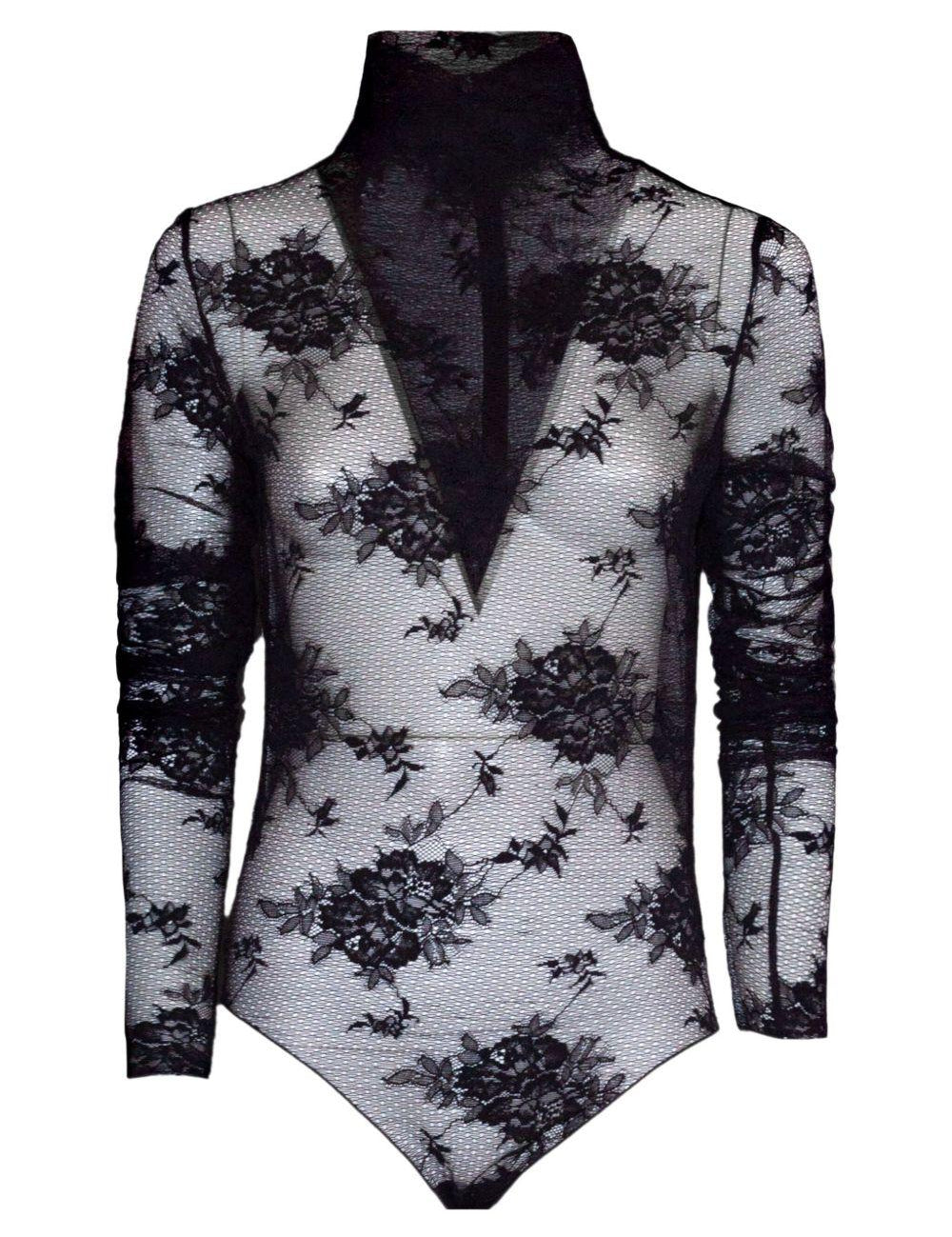 Body con ricamo a fiori in nero The andamane - donna 