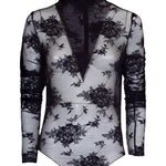 Body con ricamo a fiori in nero The andamane - donna 