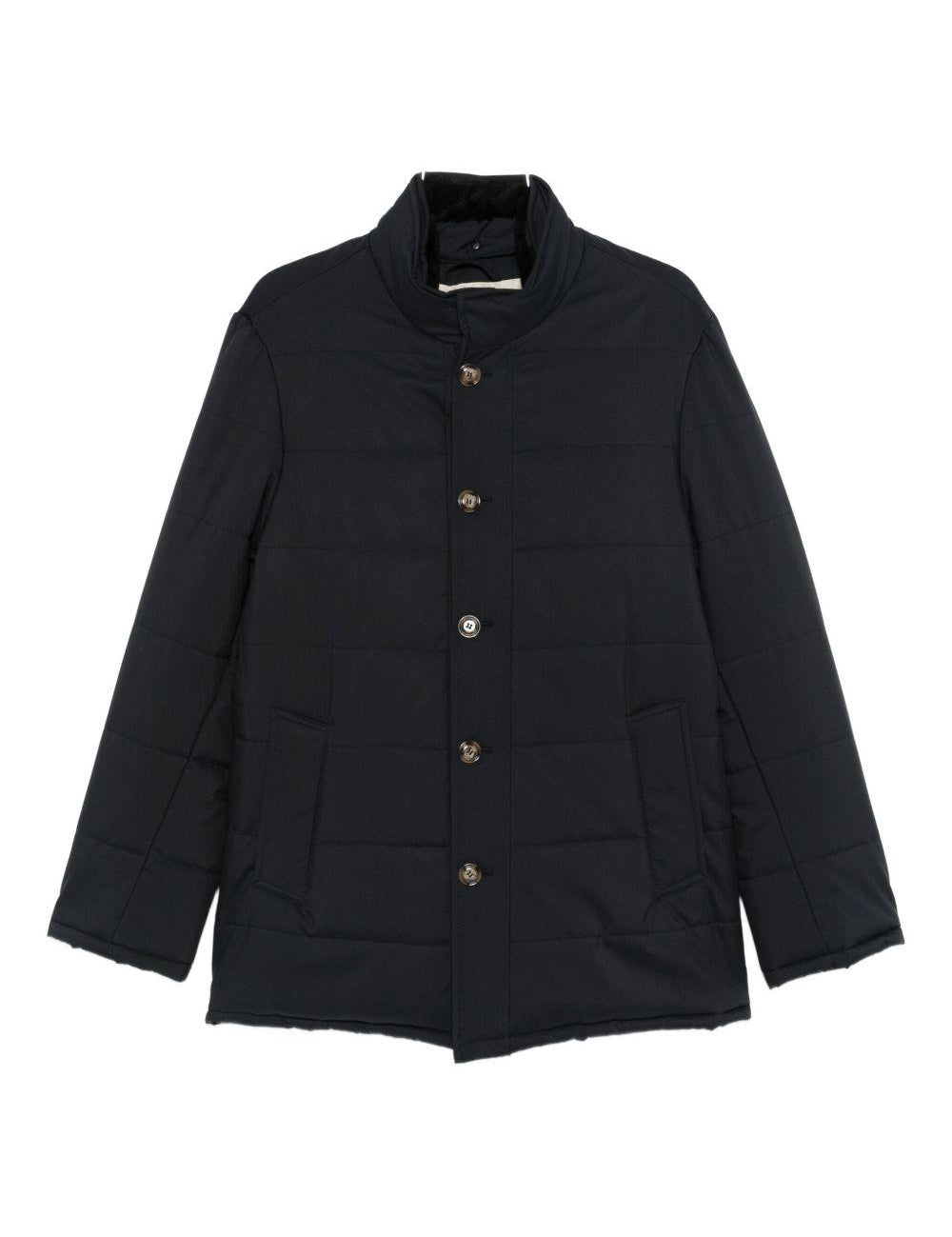 Cappotto trapuntato con bottoni in blu Barba - uomo 